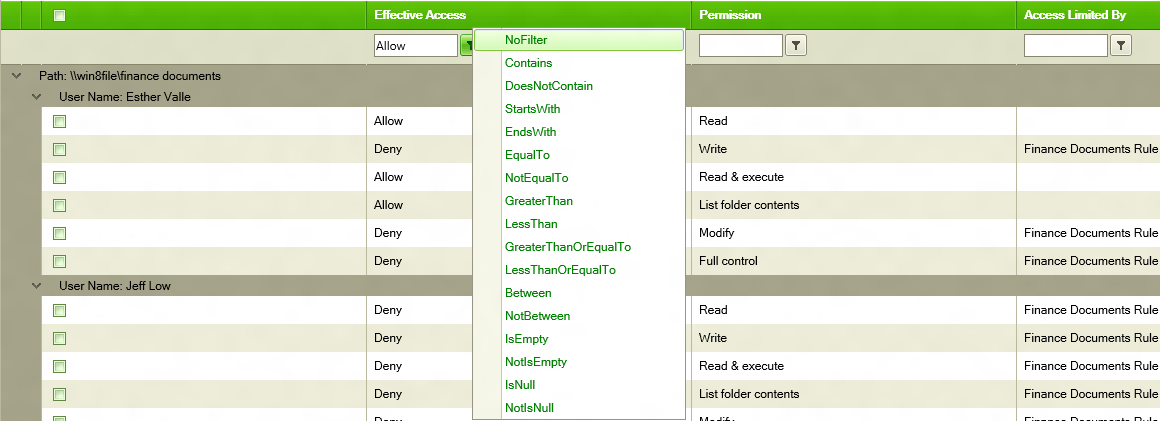 Effective Permission Report