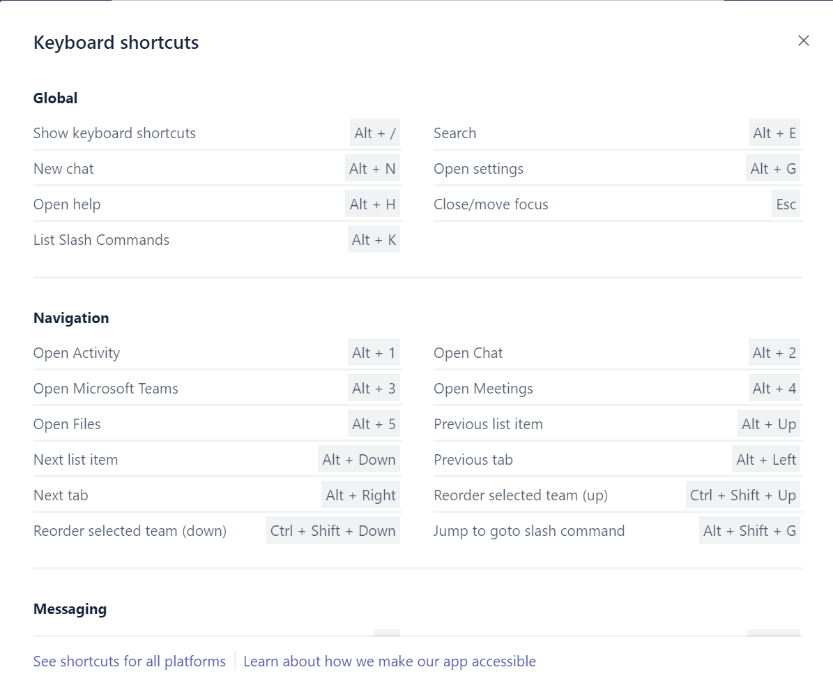 microsoft teams keyboard