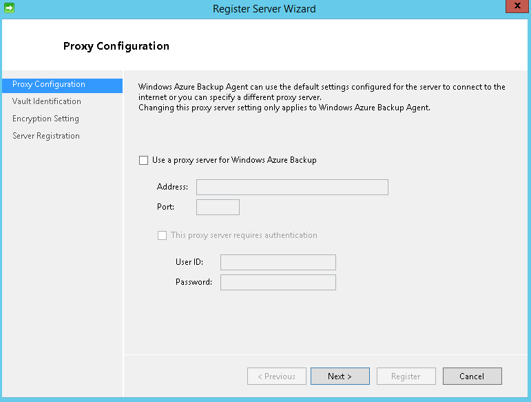 Register Server1 proxy
configuration
