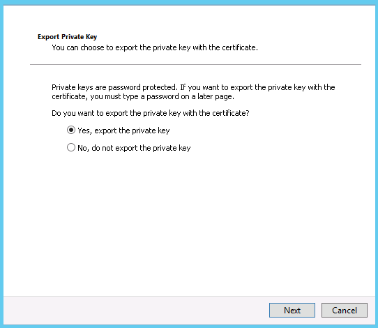 Export certificate private
key