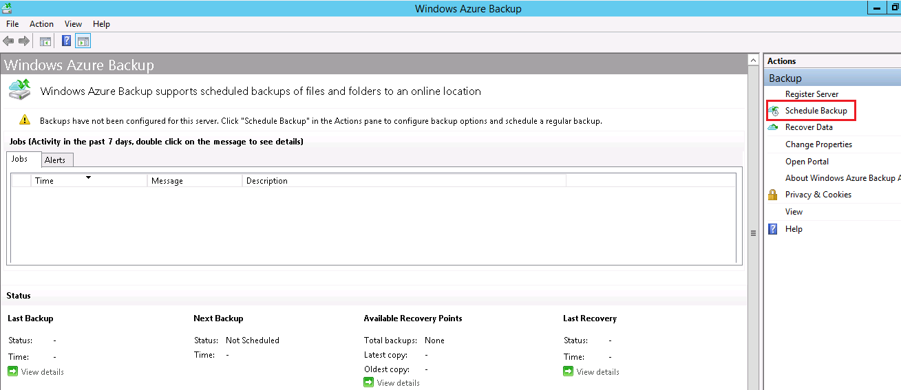 Schedule azure backup in
Server1