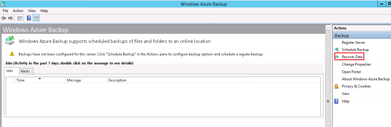 Recover backup data in
Server2