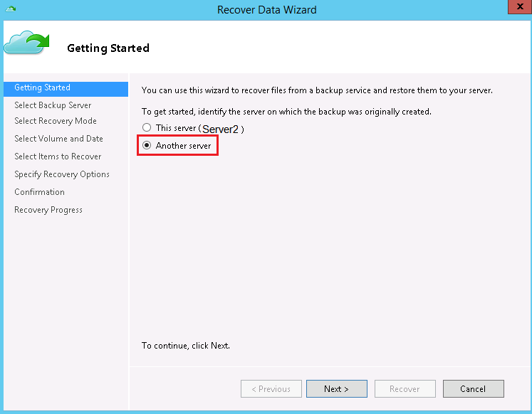 Select another
server