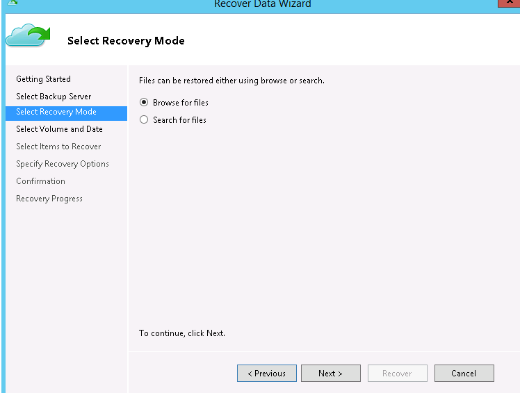 Select recovery
mode