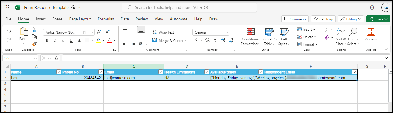 How to save a Microsoft Form’s response in an Excel Template | JiJi ...