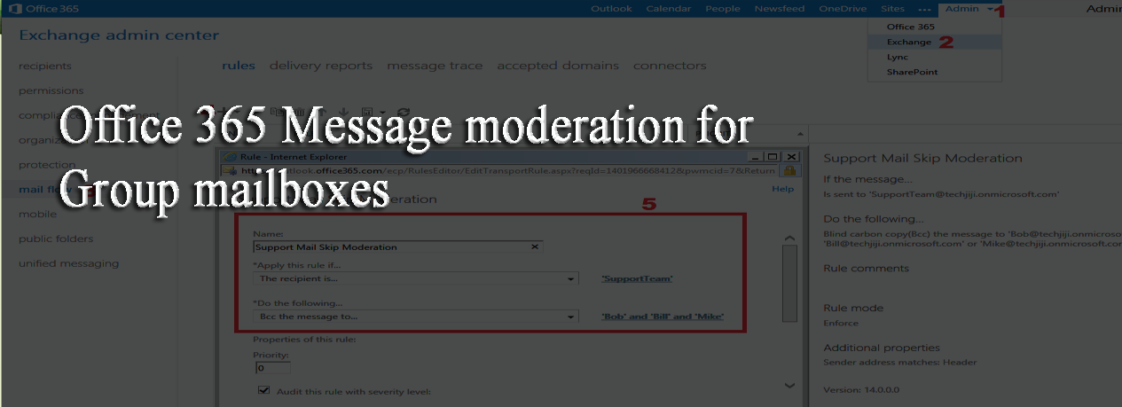 Office 365 Message moderation for Group mailboxes